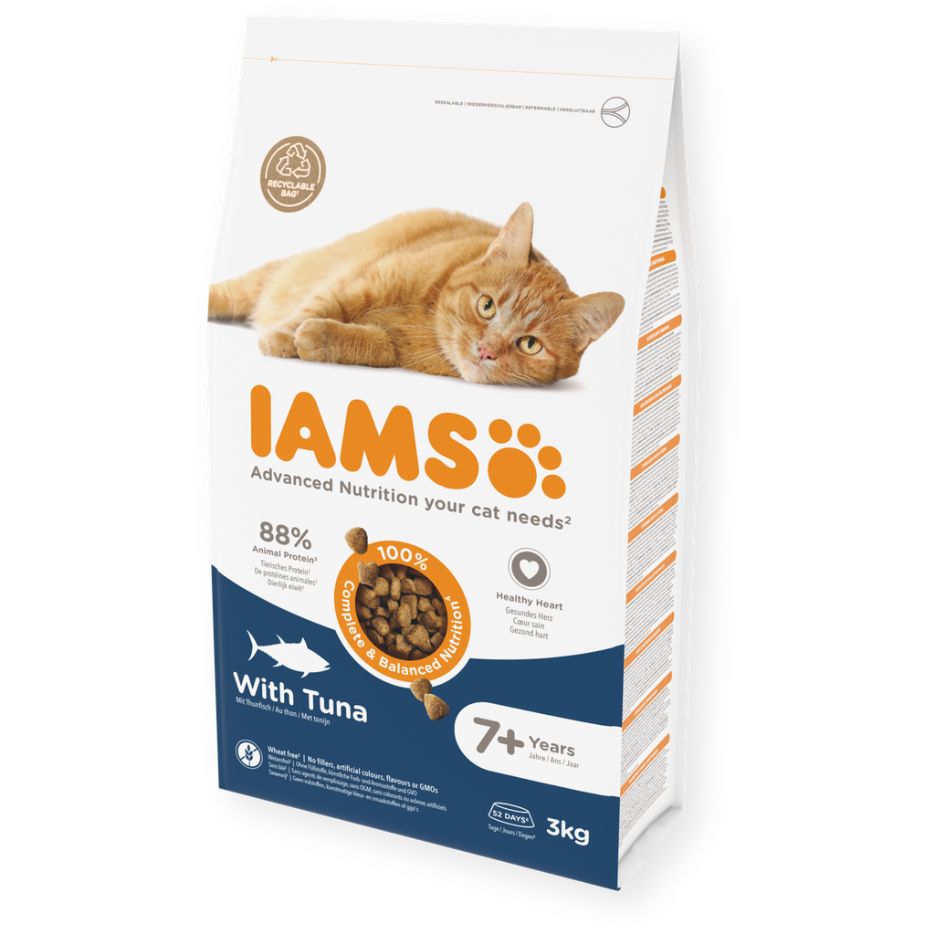 IAMS for vitality Senior 7+ droogvoer voor katten tonijn
