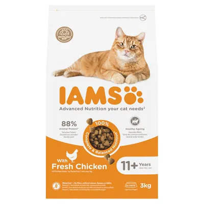 IAMS for vitality Senior 11+ droogvoer voor katten kip