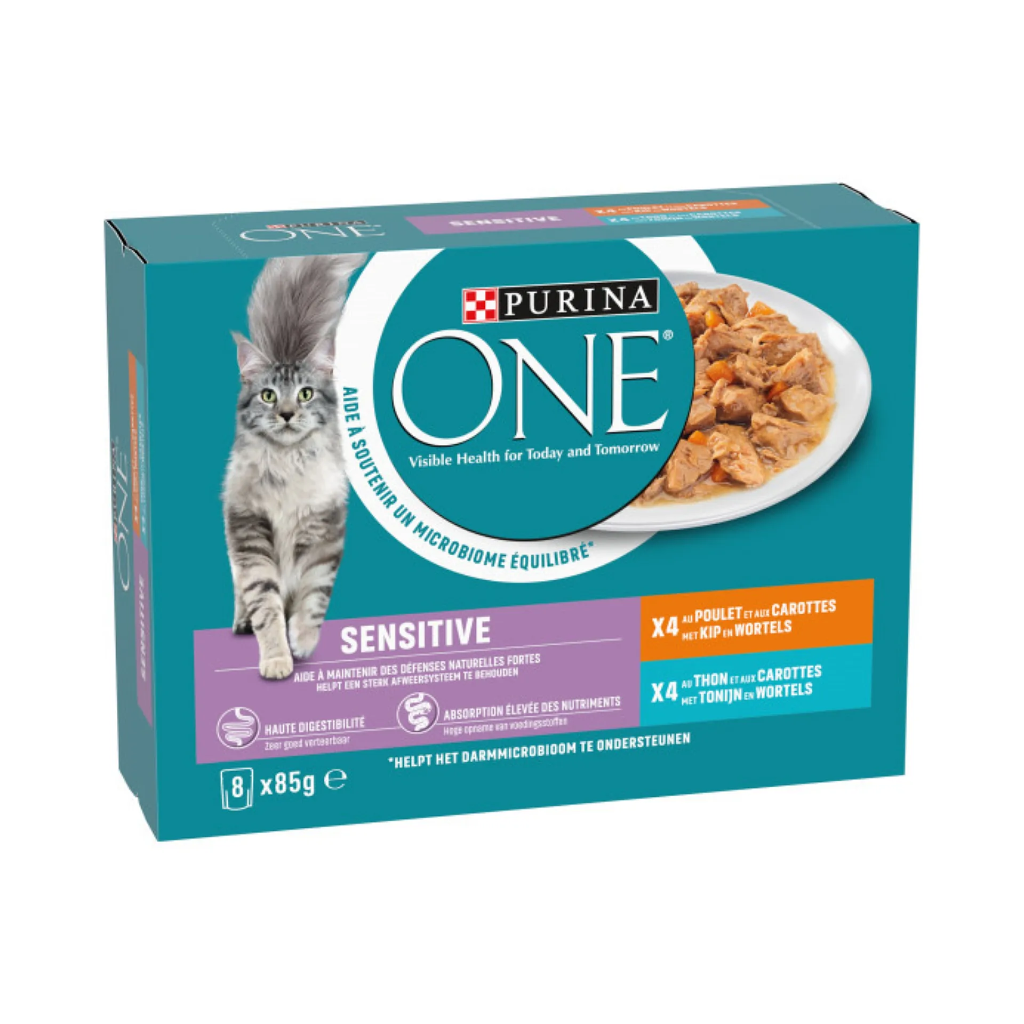 Purina One Sensitive natvoer voor katten kip  & tonijn/wortels