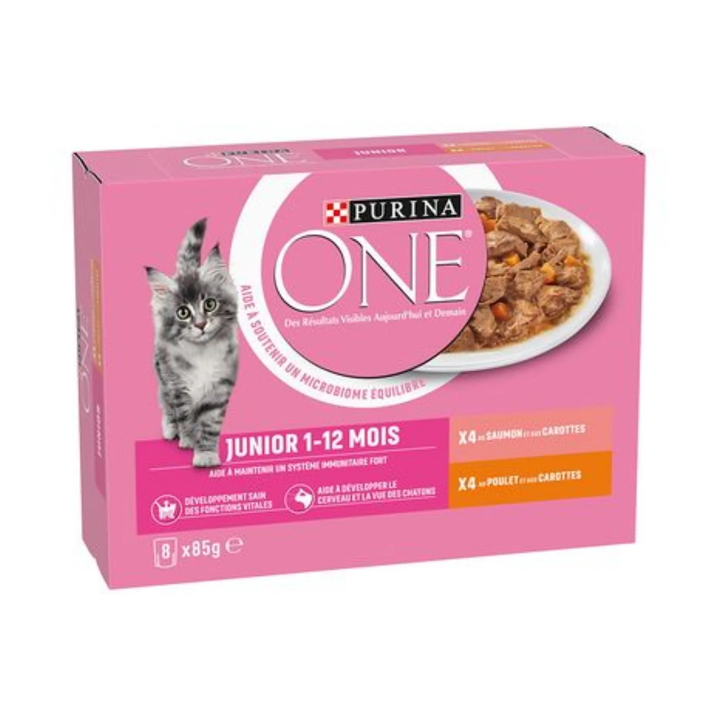 Purina One Junior Nassfutter für Kätzchen Lachs & Huhn/Möhren