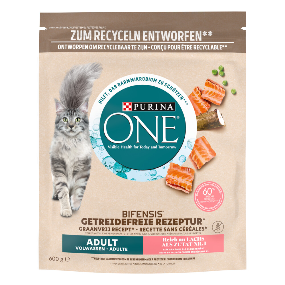 Purina One droogvoer voor katten Zalm (graanvrij) (1x 600 gr)
