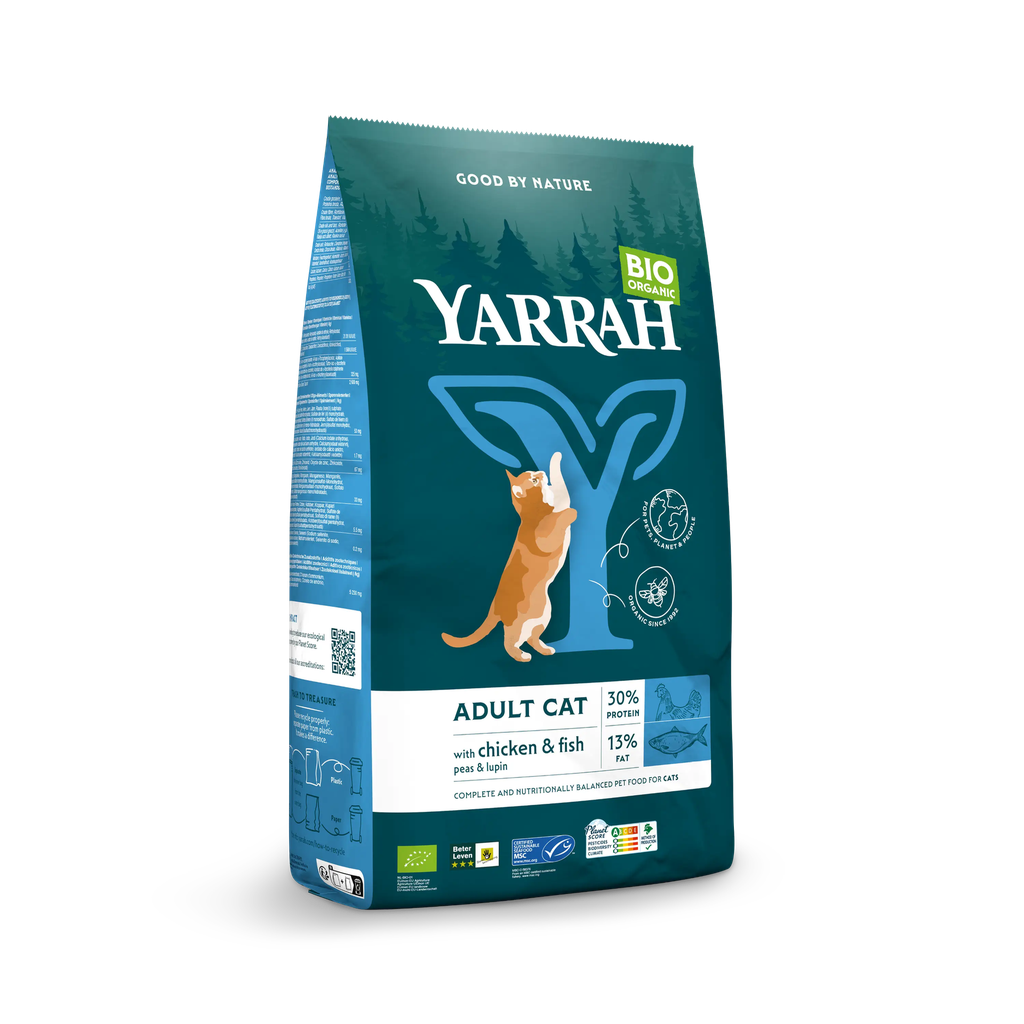 Yarrah biologisch droogvoer voor katten kip & vis