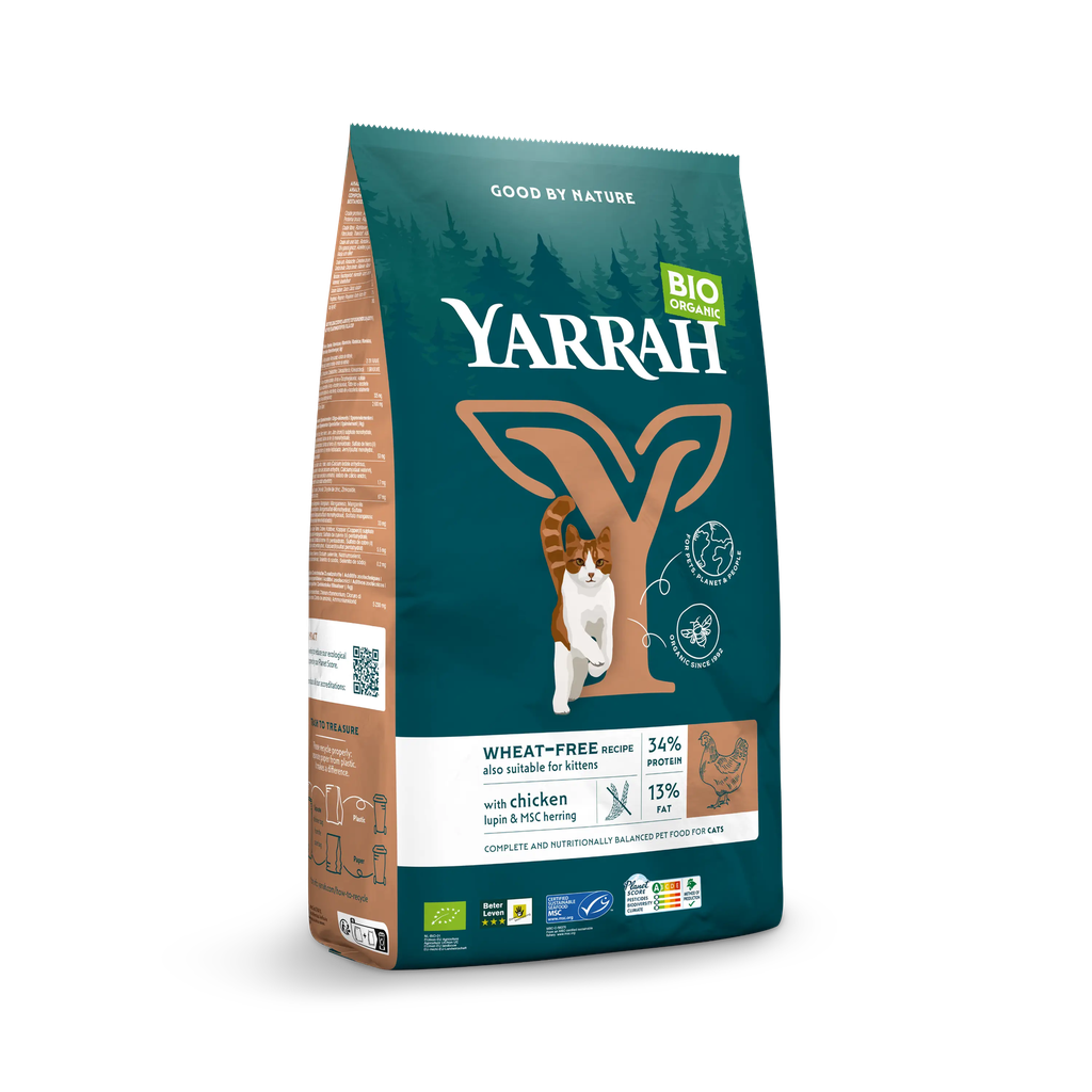 Yarrah biologisches Trockenfutter für Katzen mit Huhn & Fisch (getreidefrei)