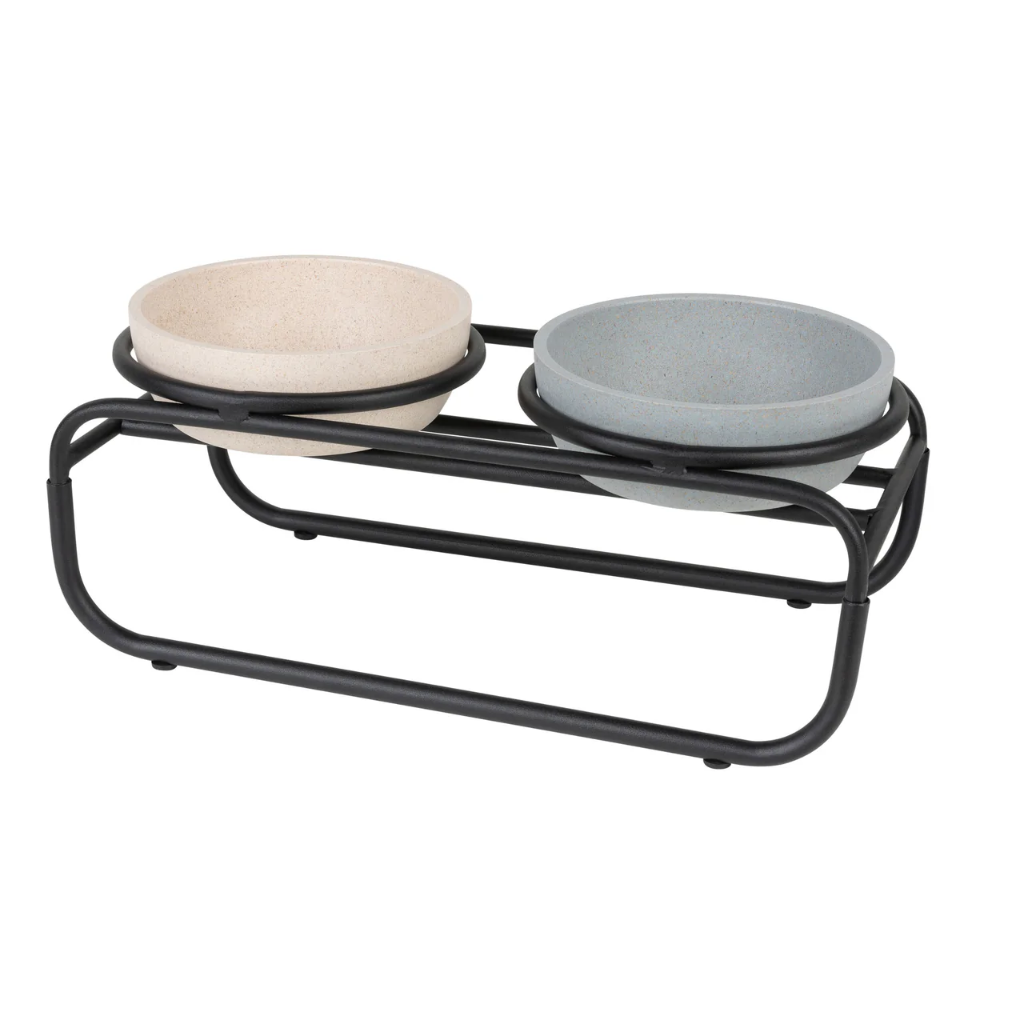 BUTLER Fressnapfständer für Hunde (Beige, S: 33,5 x 16 x 12,5 cm)