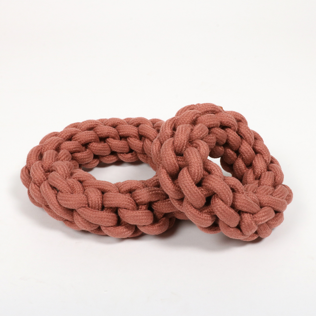Ben gevlochten ring hondenspeeltje (Beige, XS: 13x13x4,5 cm)