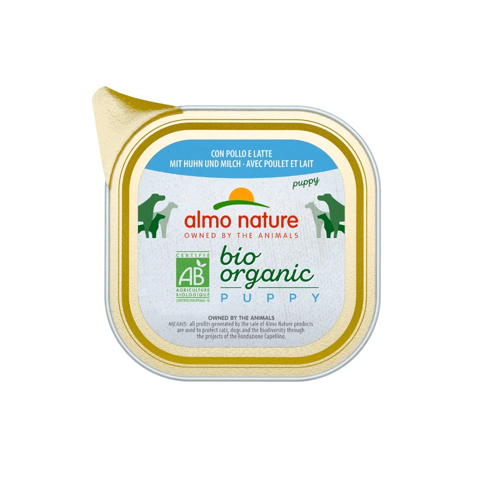 Almo Nature Bio Organic natvoer voor honden - Puppy (100 gr, 5 kuipjes)