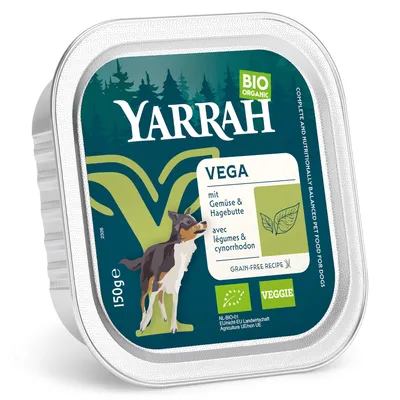 Yarrah biologisch natvoer voor honden chunks vega (5 kuipjes)