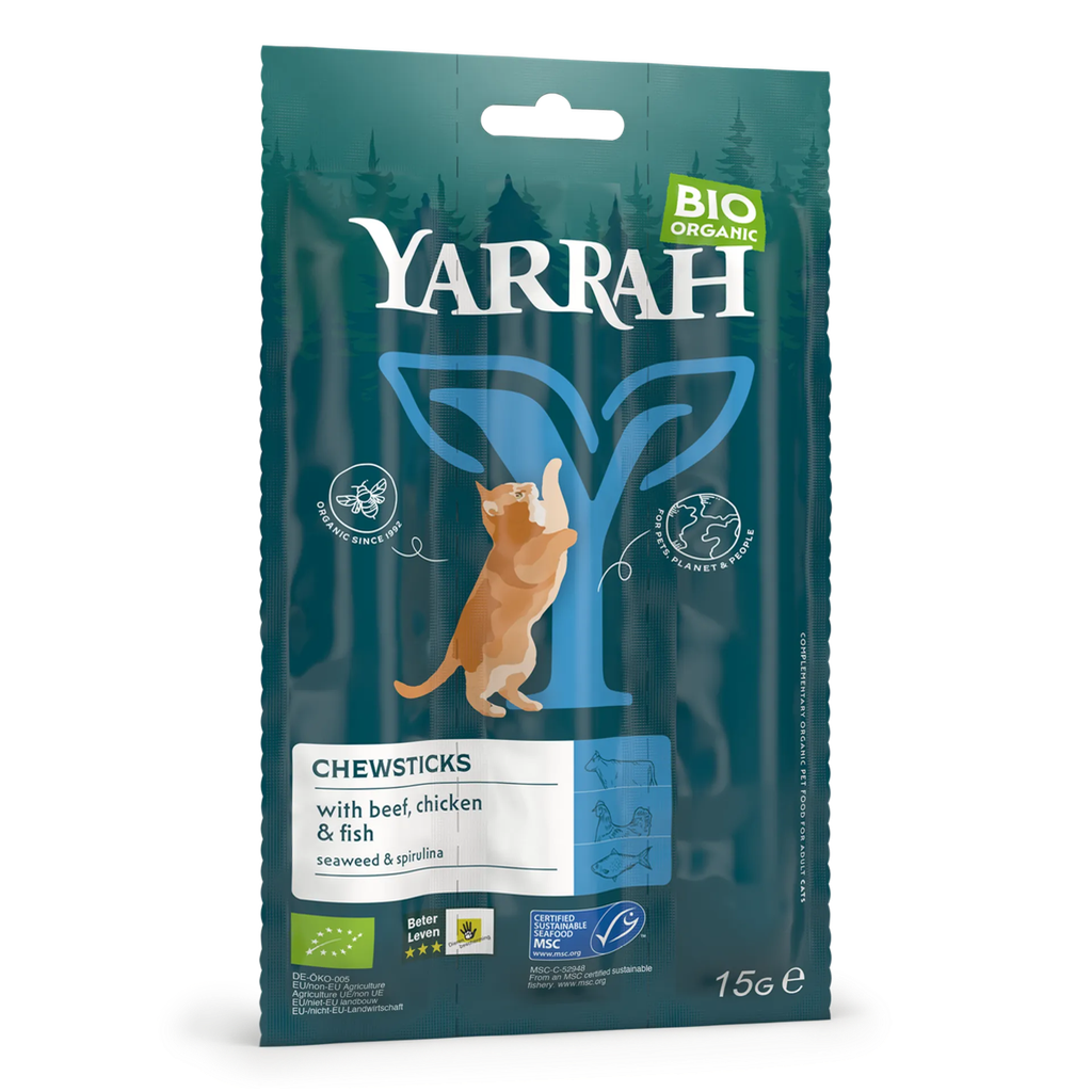 Yarrah biologische kauwstaafjes voor katten