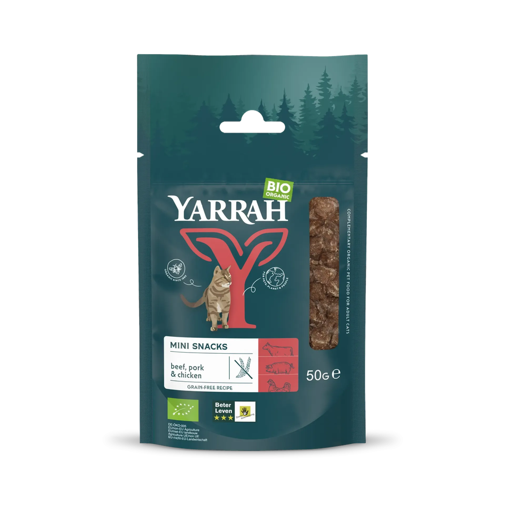 Yarrah biologische mini snack voor katten (graanvrij) (1 zakje)
