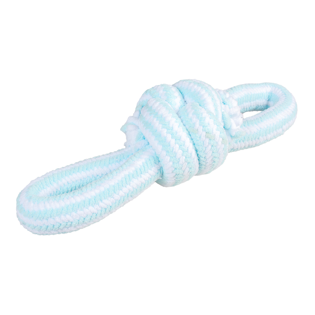 Puppy soft touw met 2 lussen (Blauw/Wit)