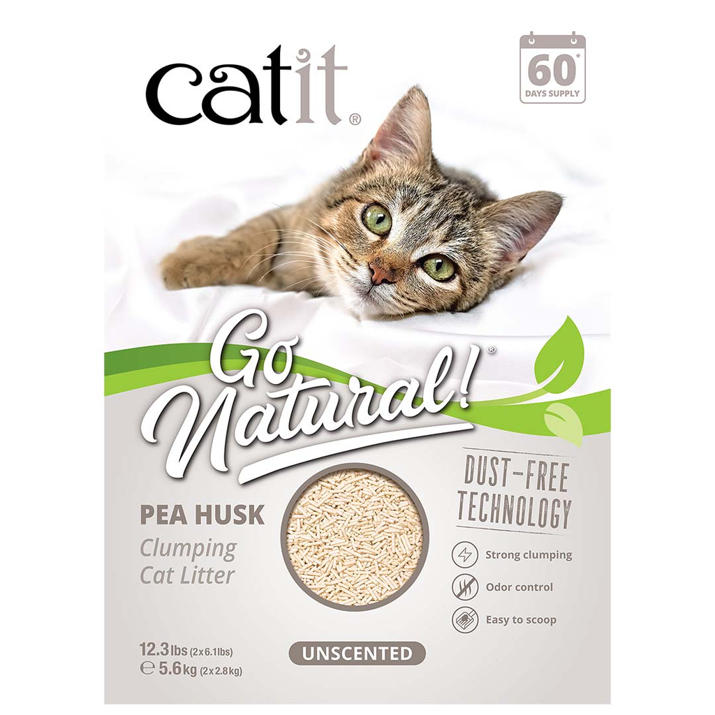 CA Go natuurlijke erwtenschil kattenbakvulling ongeparfumeerd