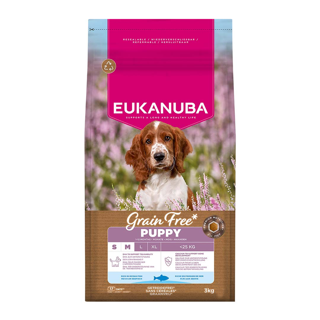 Eukanuba Grainfree Puppy S/M breed zeevis