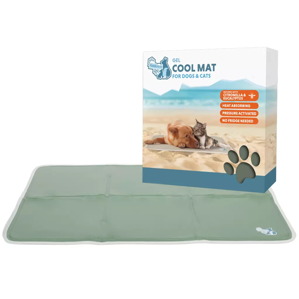 CoolPets premium solid gel coolmat (Olijfgroen, S)