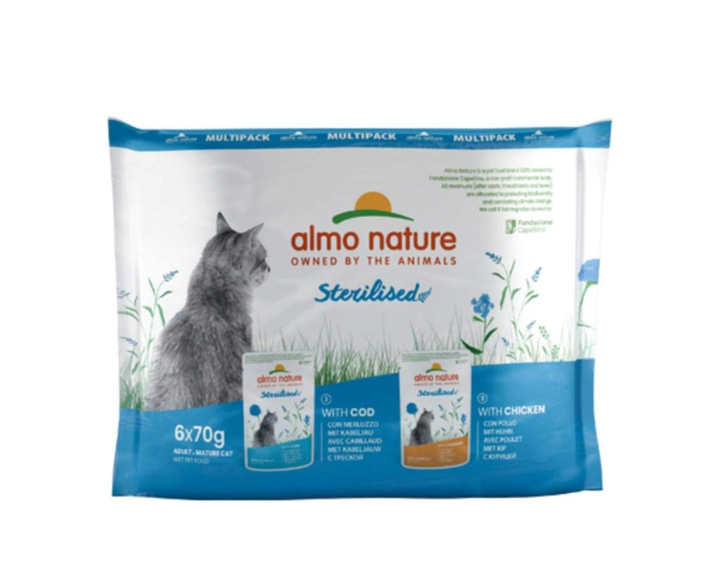 Almo Nature - Sterilised Natvoer Kat - Multi pack 6 zakjes